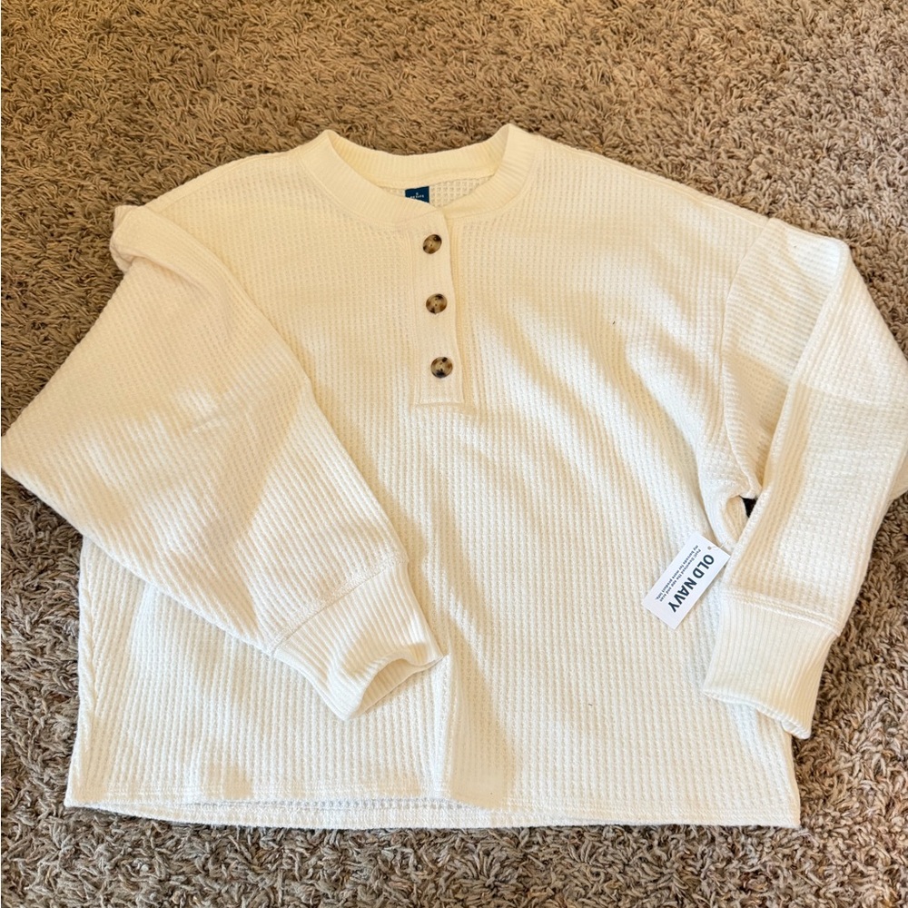 Old Navy Ivory Waffle Knit Top